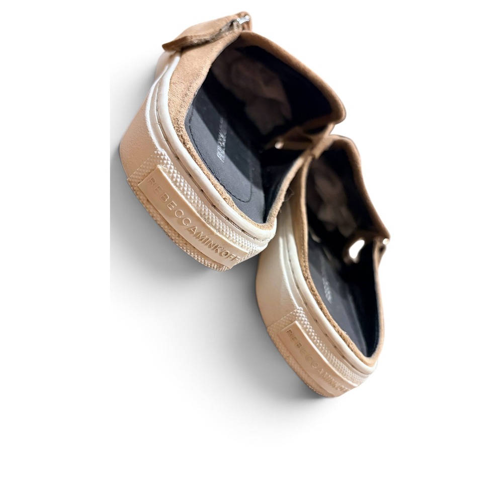 Rebecca Minkoff Suede Studded Mule Sneakers Women 8.5 Tan Beige Buckle Flats - Picture 6 of 7